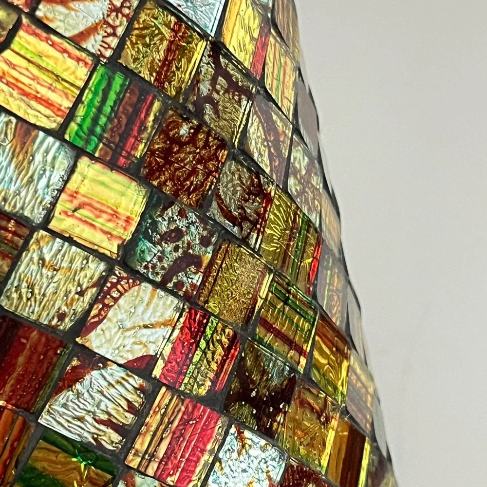 Pier 1 Imports Mosaic Glass Vase Home Decor OS Multicolor Iridescent Cylinder